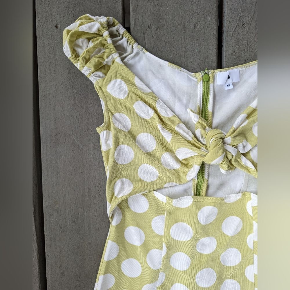 Revolve‎ LPA Green White Cinzia Festive Polka Dot Cut Out Mini Dress Size XS - Picture 6 of 7